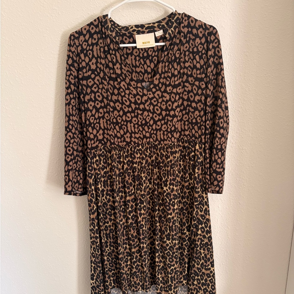 Maeve Leopard Print Long Sleeve dress - size Xsmall